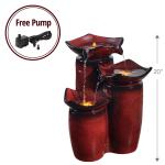 Three-Tier Glazed Pot Outdoor Fountain with LED Light
