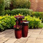 Three-Tier Glazed Pot Outdoor Fountain with LED Light