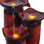 Three-Tier Glazed Pot Outdoor Fountain with LED Light