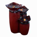 Three-Tier Glazed Pot Outdoor Fountain with LED Light