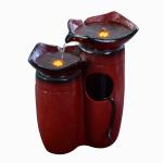 Three-Tier Glazed Pot Outdoor Fountain with LED Light