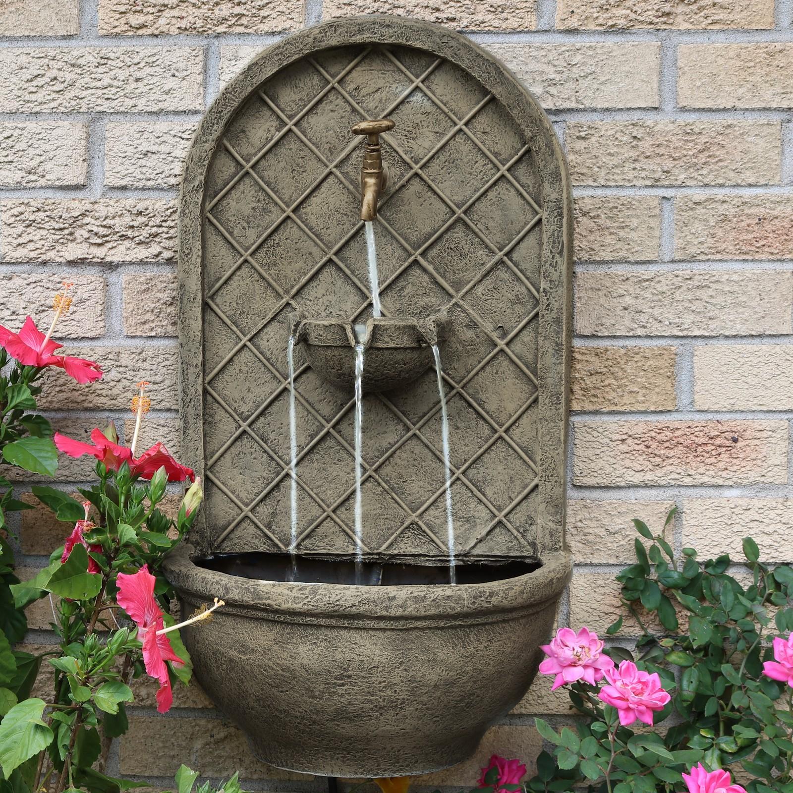 Sunnydaze Messina Wall Fountain in French Limestone
