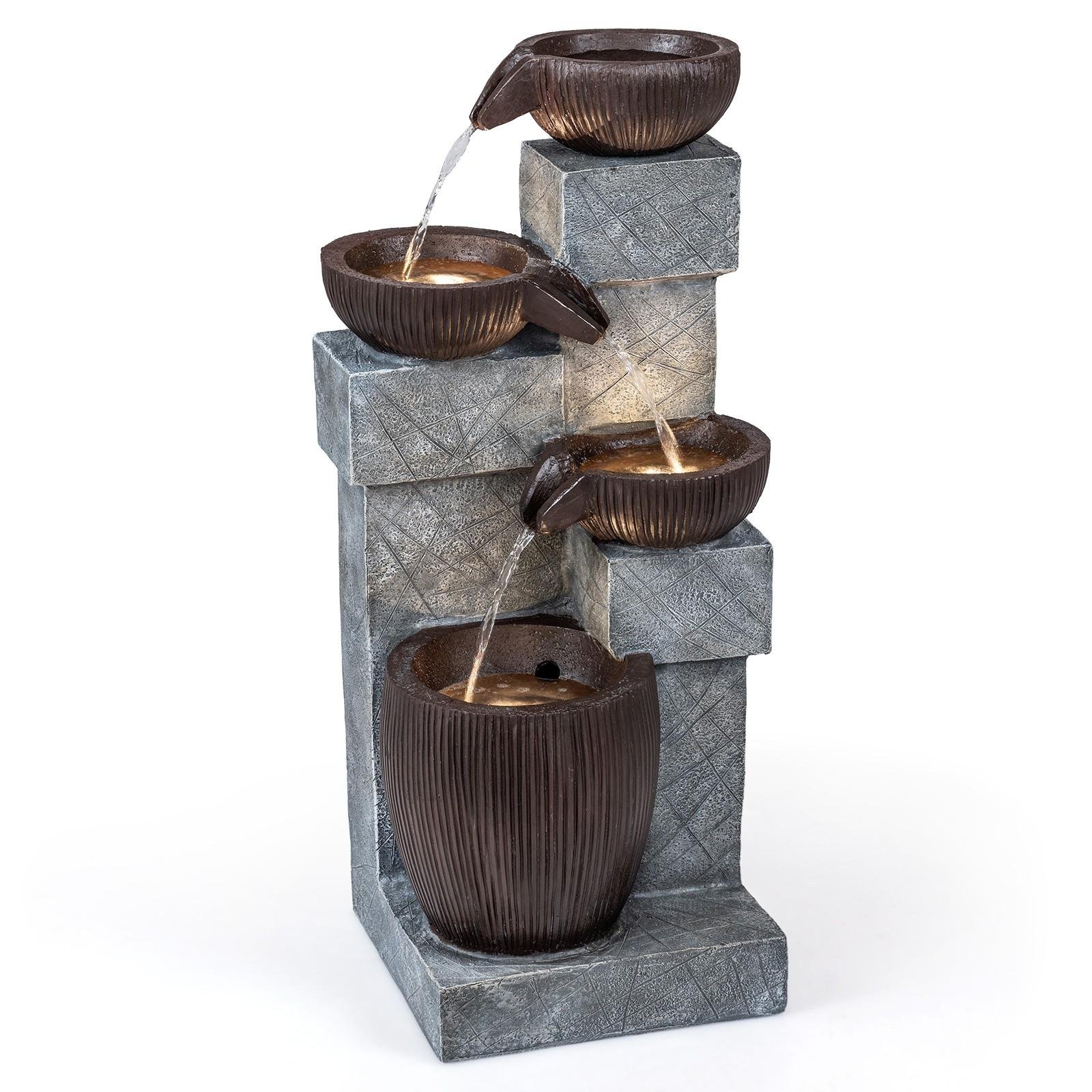 32” 4-Tier Outdoor Fountain with LED Lights