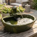 Frog Ceramic Solar Water Fountain - 7 Inches