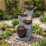 32” 4-Tier Outdoor Fountain with LED Lights