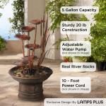 Rustic 33" Water Lilies and Cat Tails Fountain