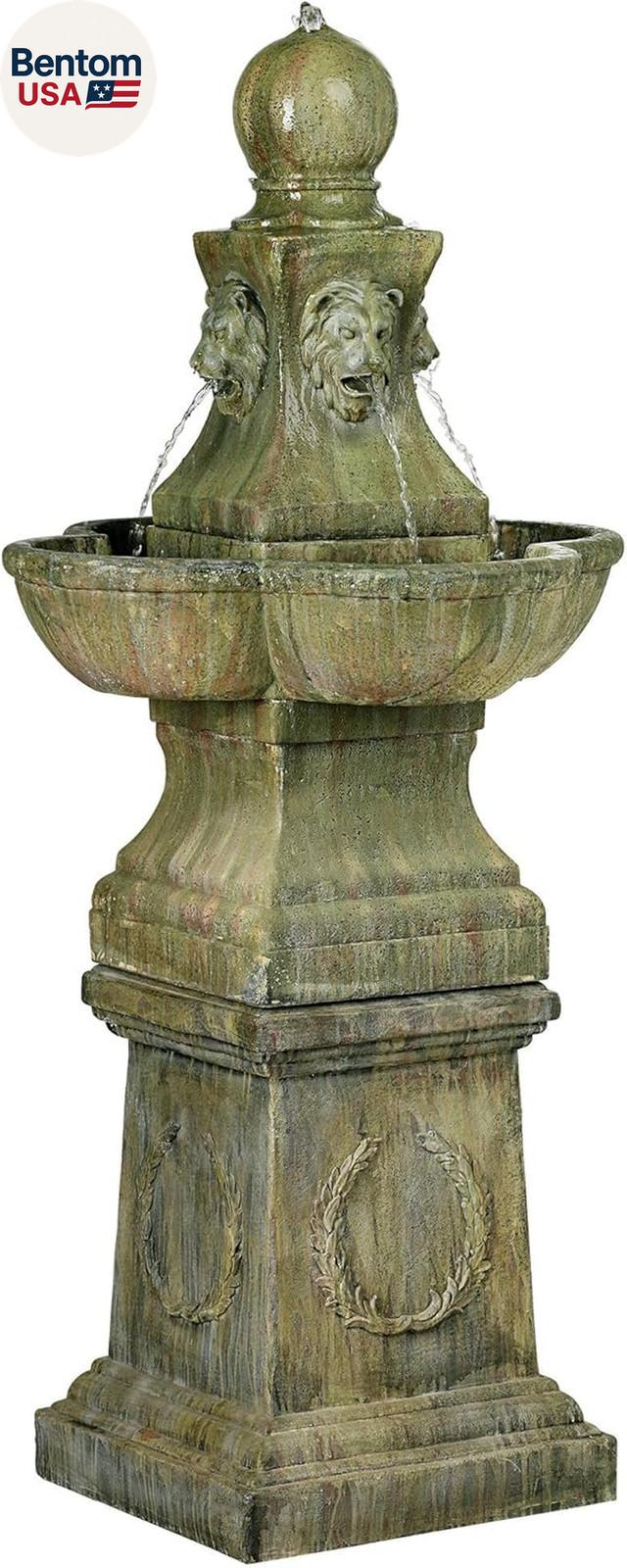 54" High Royal Lion Faux Stone Outdoor Fountain