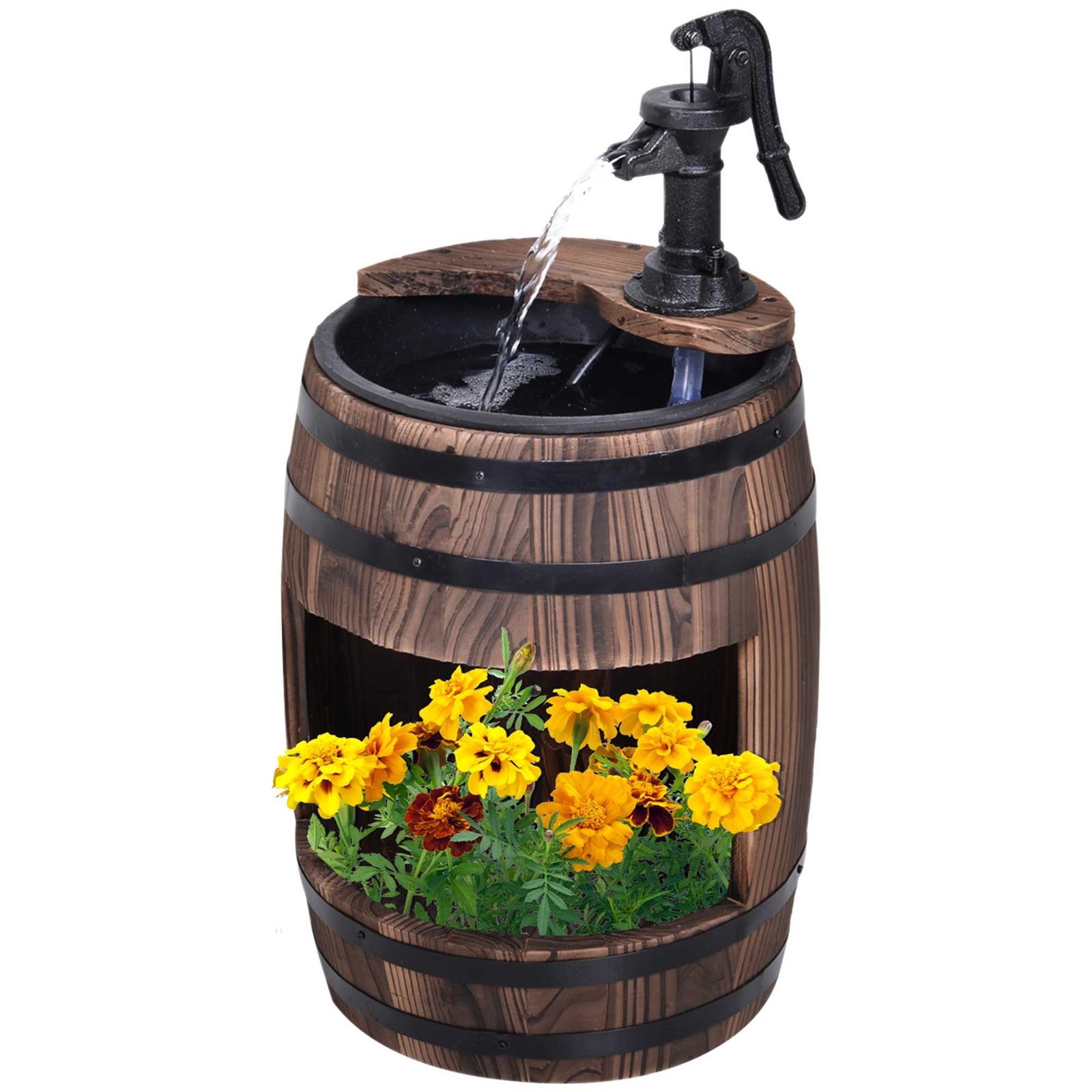 2-Tier Wooden Outdoor Water Pump Fountain