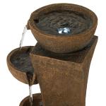 Rustic Cascading Bowls Outdoor Water Fountain with LED Light