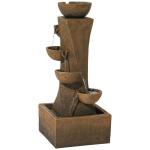 Rustic Cascading Bowls Outdoor Water Fountain with LED Light