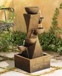 Rustic Cascading Bowls Outdoor Water Fountain with LED Light