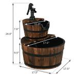Rustic 2-Tier Barrel Water Fountain with Pump