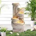 5-Tier Cascading Rock Water Fountain with LED