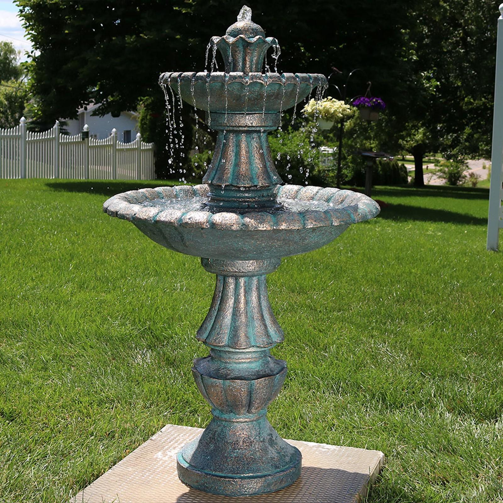 Sunnydaze 2-Tier Polyresin Outdoor Water Fountain