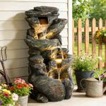 Modern Rock Cascading Water Fountain for Gardens