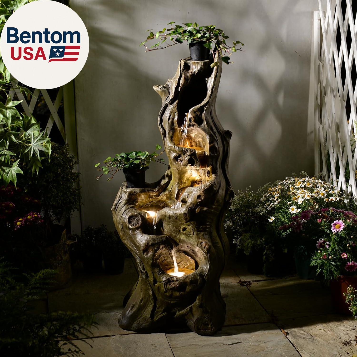 Large 5-Tier Outdoor Cascading Tree Trunk Fountain