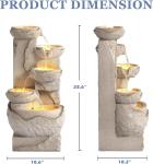 5-Tier Cascading Rock Water Fountain with LED