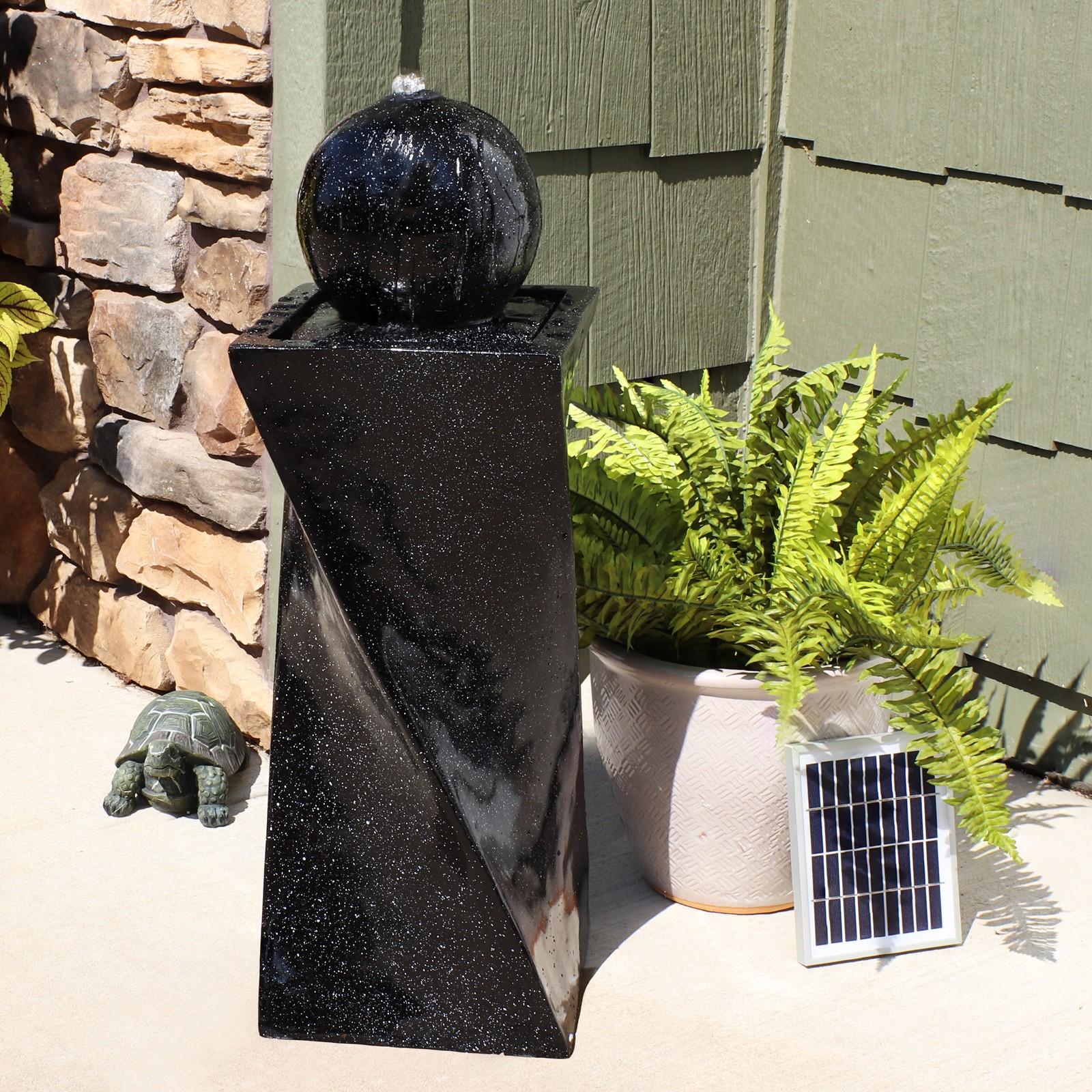 Black Solar Water Fountain with LED Lights 30