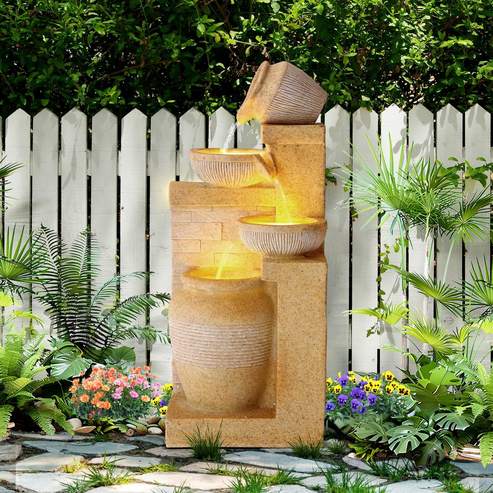 32" Four-Tier Cascading Garden Water Fountain