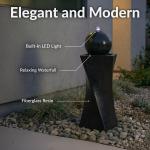 Black Solar Water Fountain with LED Lights 30