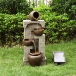 Solar Stone Effect Garden Fountain with LED