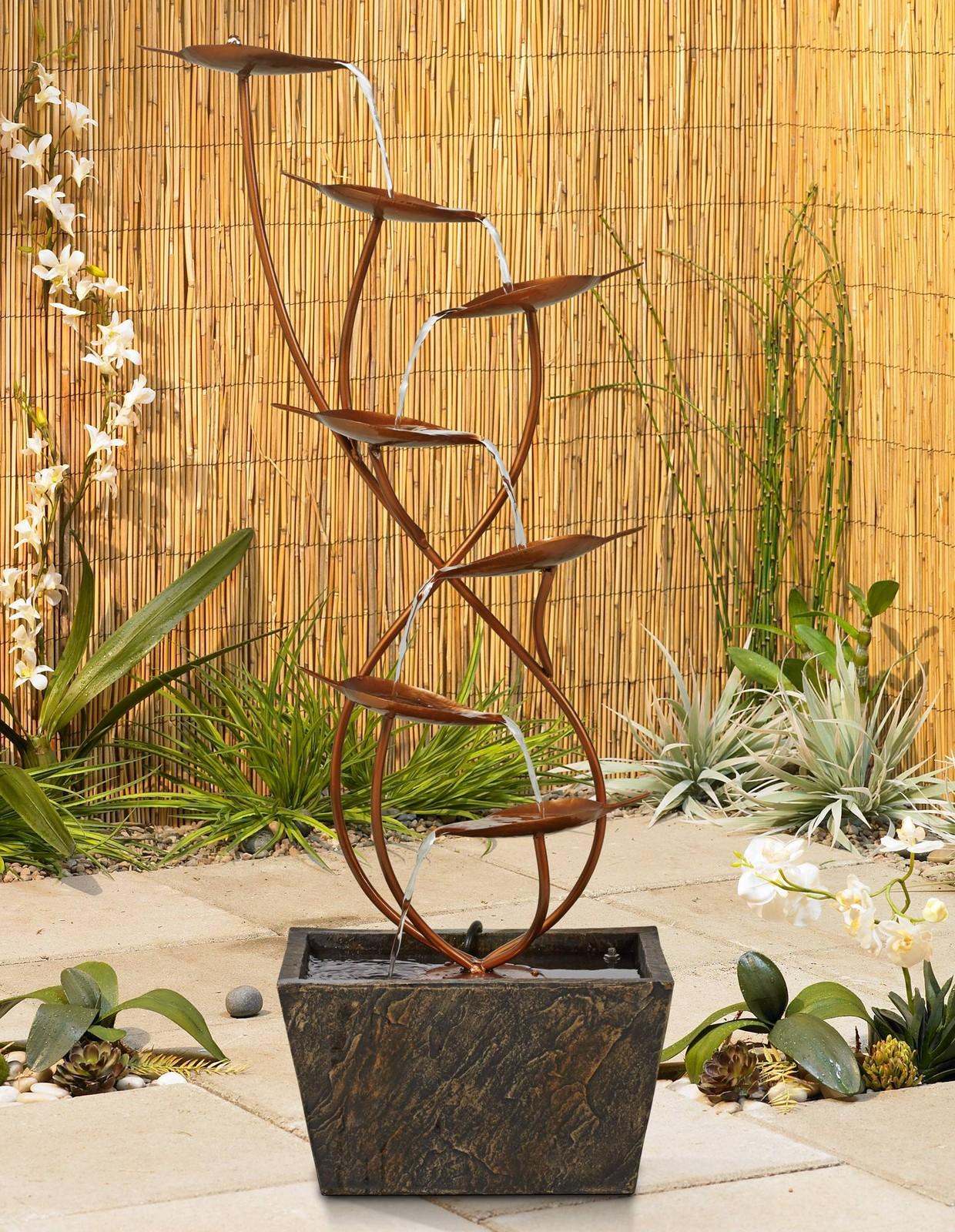 Ashton Curved Leaves 41" Modern Outdoor Fountain