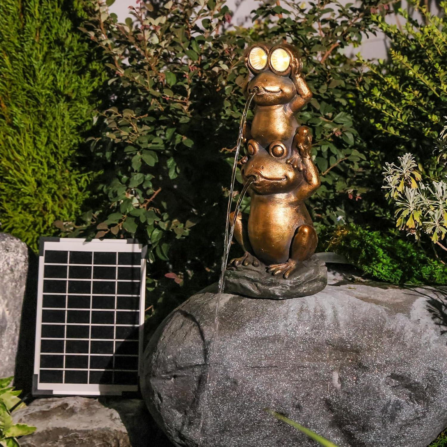 Solar Frog Water Fountain with Electric Pump