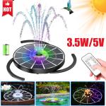Solar Fountain Pump with LED Lights and Glass Panel