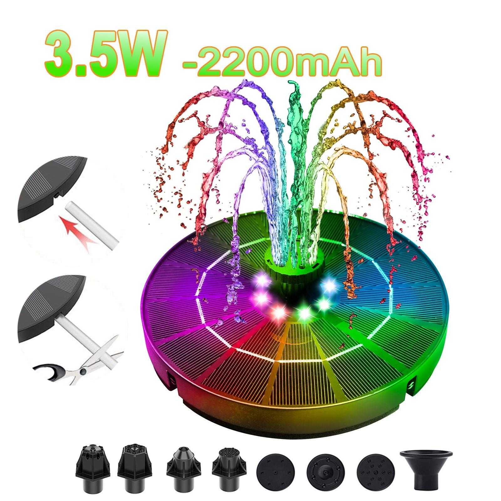 Solar & Battery Bird Bath Fountain with LED Lights