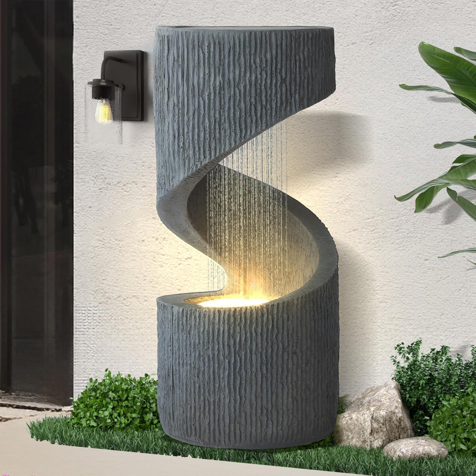 31.9" S-Shaped LED Light Water Fountain