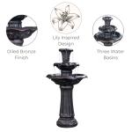 Lily Flower 3-Tier Outdoor Water Fountain