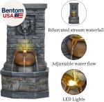 26'' Lion Head Stone Water Fountain with Lights