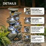 30'' Stone Outdoor Water Fountain with LED Light