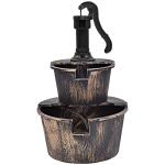 2-Tier Barrel Waterfall Fountain for Outdoor Garden