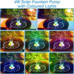 Solar Fountain Pump with LED Lights and Glass Panel