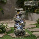 30'' Stone Outdoor Water Fountain with LED Light