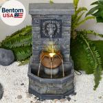 26'' Lion Head Stone Water Fountain with Lights