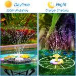 Solar Fountain Pump with LED Lights and Glass Panel