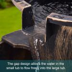 2-Tier Barrel Waterfall Fountain for Outdoor Garden