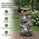 30'' Stone Outdoor Water Fountain with LED Light