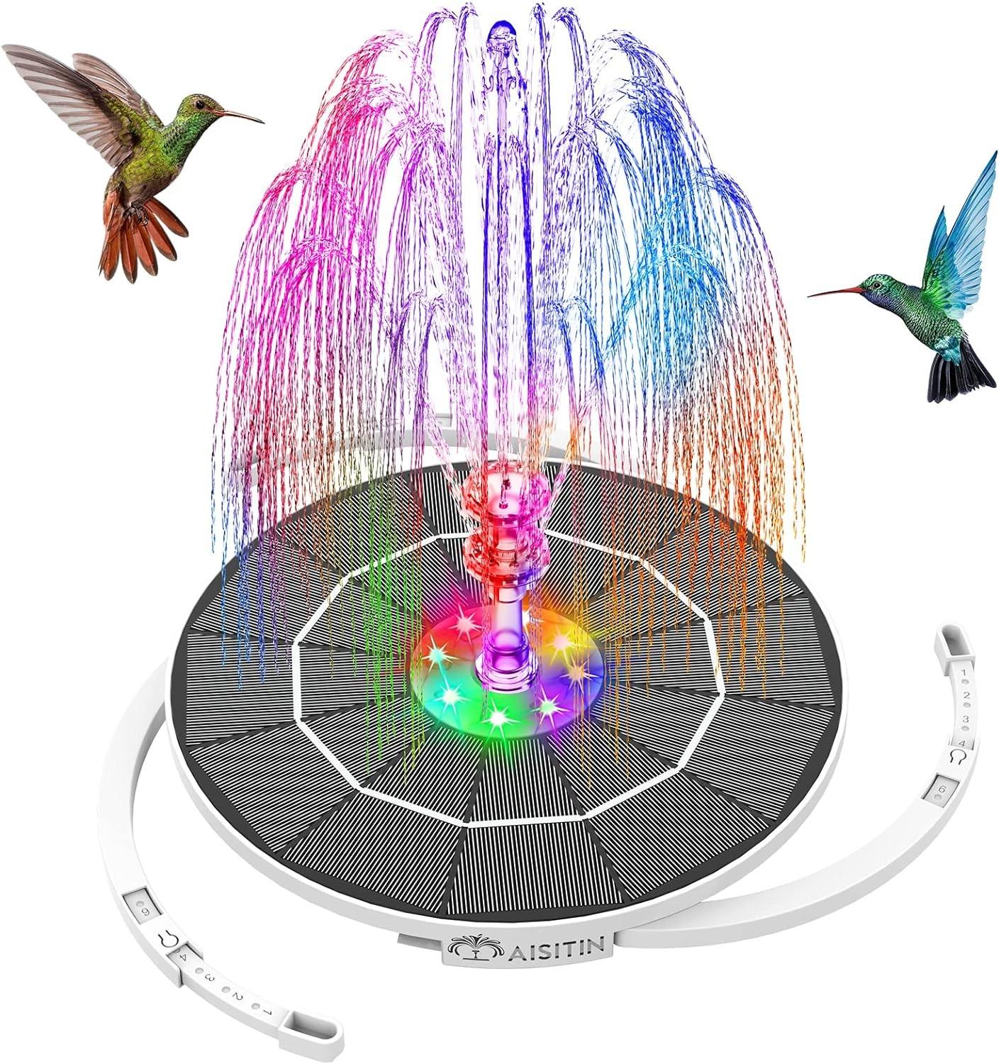 Solar Bird Bath Fountain with LED Lights