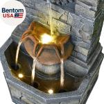 26'' Lion Head Stone Water Fountain with Lights