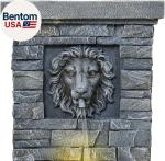 26'' Lion Head Stone Water Fountain with Lights