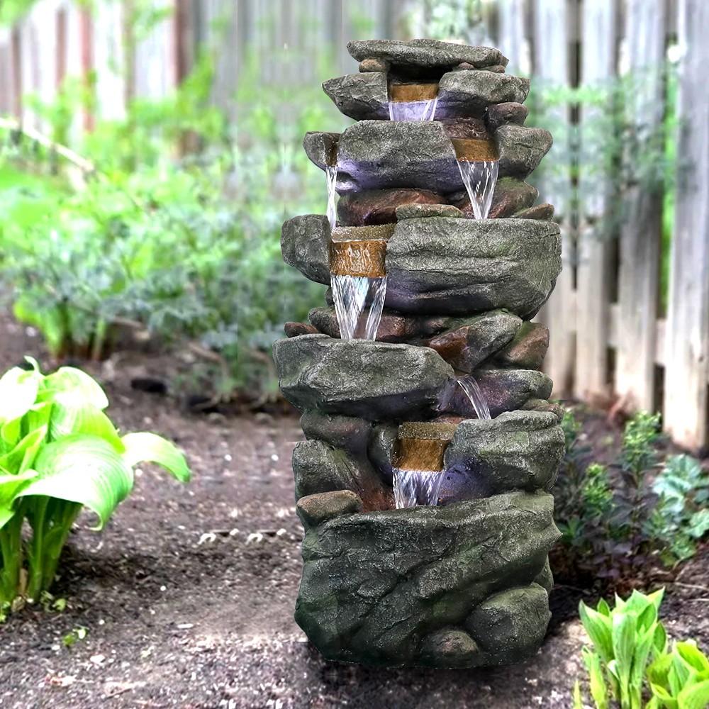 Cascading LED Resin Fountain for Your Yard