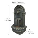 Lion Head Stone Wall-Mounted LED Water Fountain