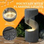 31.9" Outdoor Water Fountain with LED Light, Large Spiral Curved Fountains