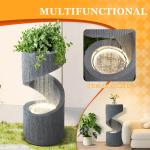 31.9" Outdoor Water Fountain with LED Light, Large Spiral Curved Fountains