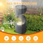 31.9" Outdoor Water Fountain with LED Light, Large Spiral Curved Fountains