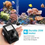 CWKJ Fountain Pump 400GPH Submersible Water Pump Durable 25W Outdoor Fountain