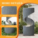 31.9" Outdoor Water Fountain with LED Light, Large Spiral Curved Fountains